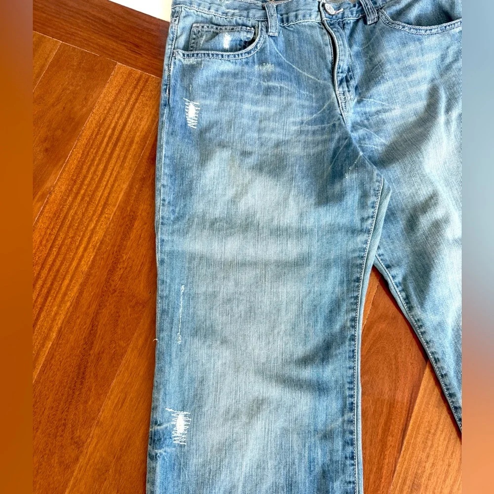 Gap Denim Jeans Boyfriend Pants Girls distressed Capri adjustable Waist 14 Plus